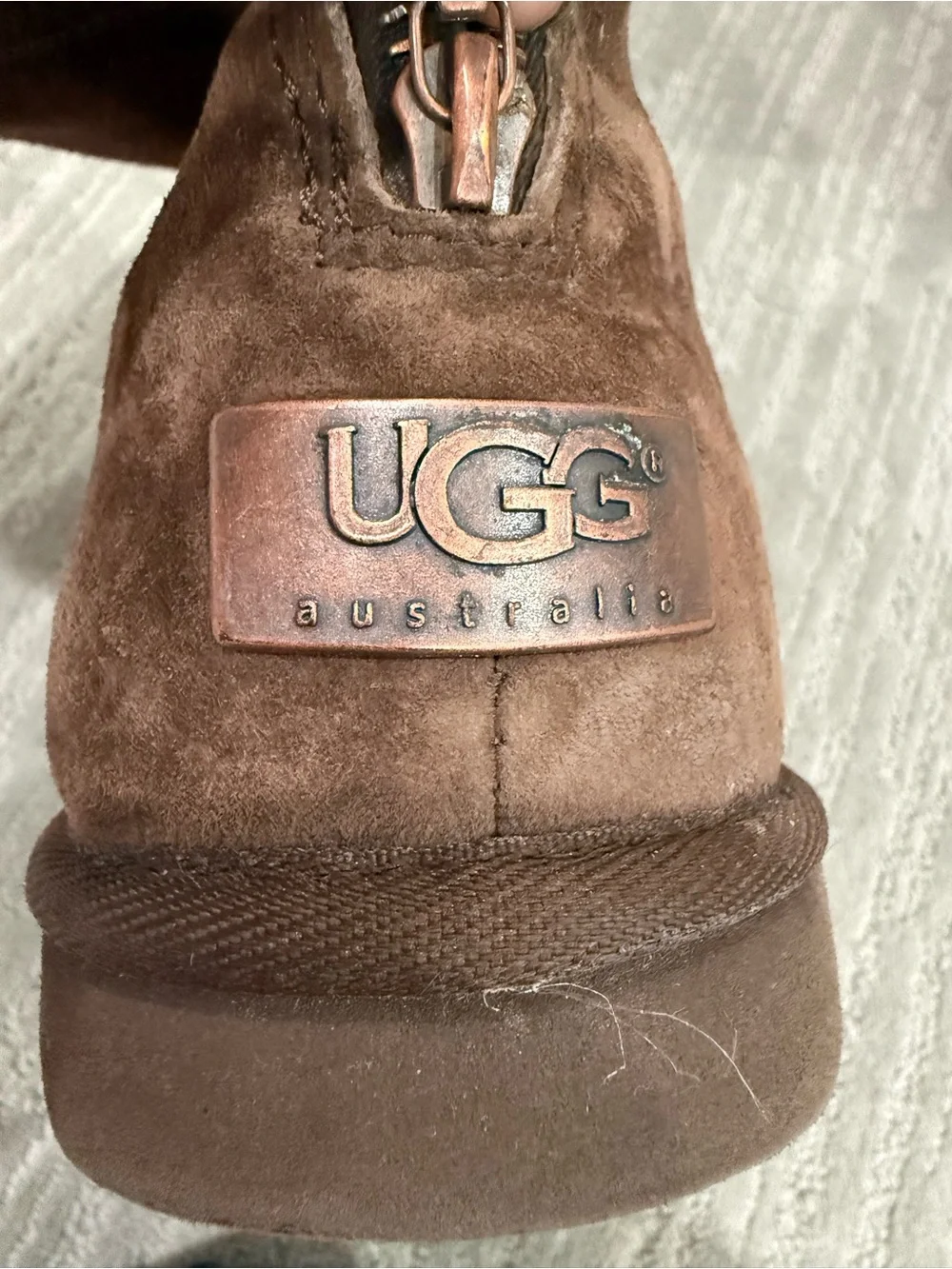 UGG Australia Brown Suede Shearling Zip Boots Women’s 6 Estimated Vintage
